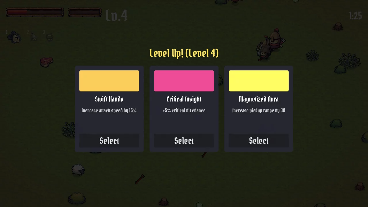 Masquarade Survivors Level Up Selection